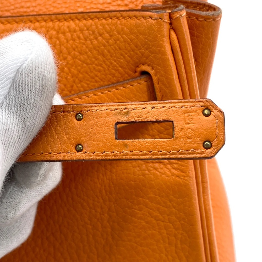 Authentic KELLY 32 Sellier Orange taurillon clemence satchel with strap - Picture 2 of 10